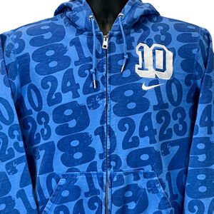 Nike 10 Numbers Countdown Hoodie AOP Full Zip Hooded Sweatshirt Blue M Medium